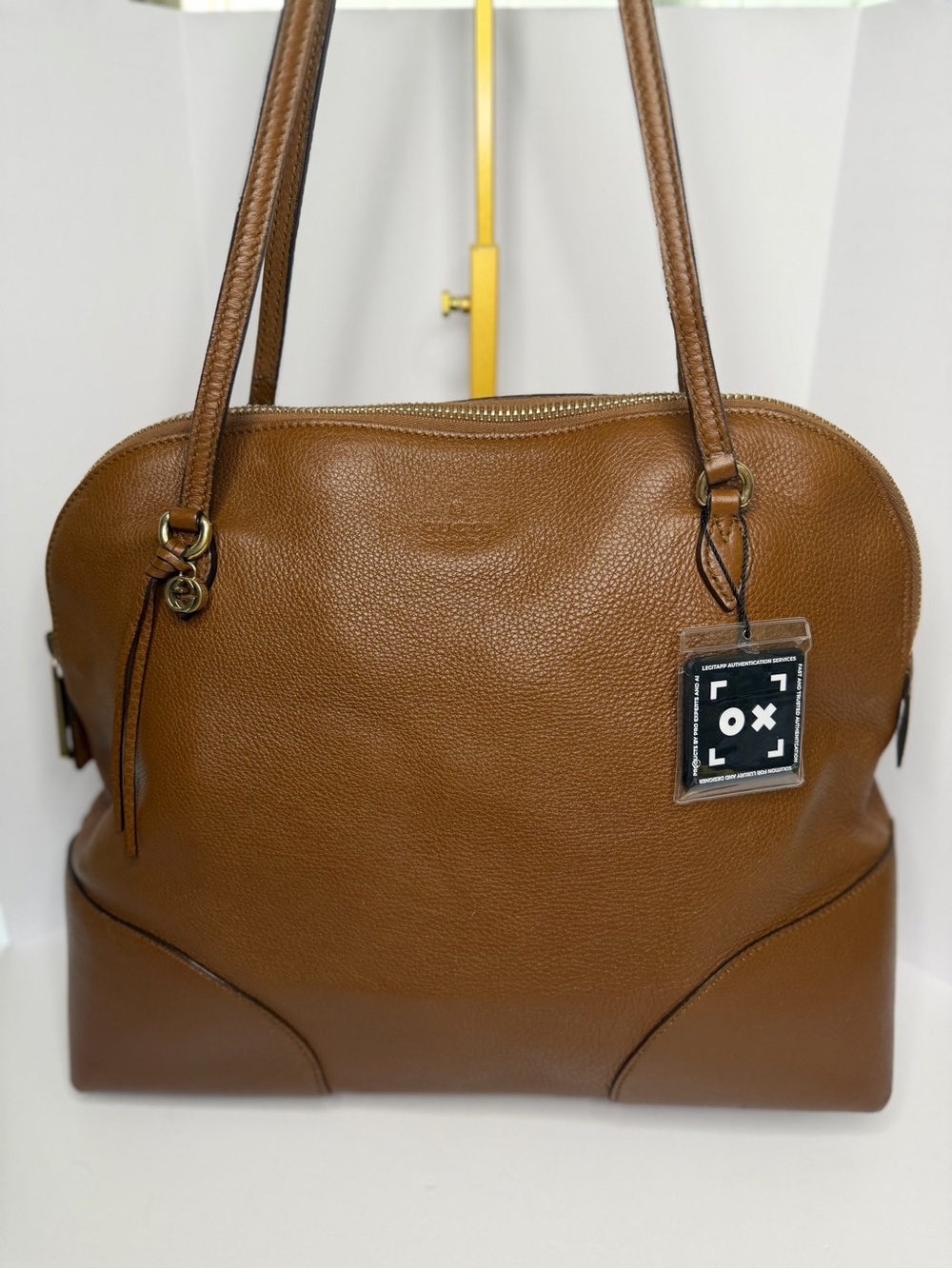 Gucci Brown Pebbled Calfskin Leather Bree Dome Shoulder Bag